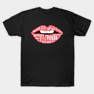Vegan Movement Red Lips Word Collage T-Shirt